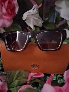 Tory Burch Tortoiseshell Sunglasses with Orange Case